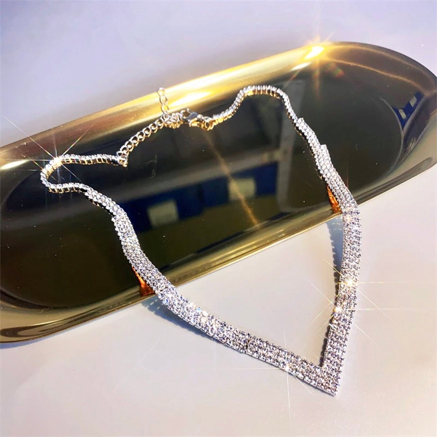 Adalynn - Crystal V-Shaped Bridal Necklace