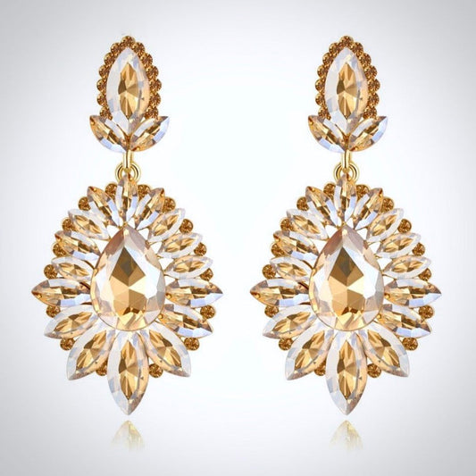 Alma - Rhinestone Bridal Earrings - Available in Silver and Gold