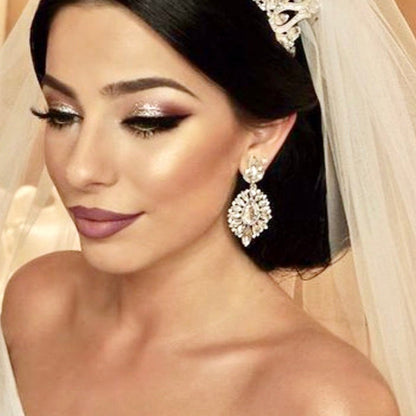 Alma - Rhinestone Bridal Earrings - Available in Silver and Gold