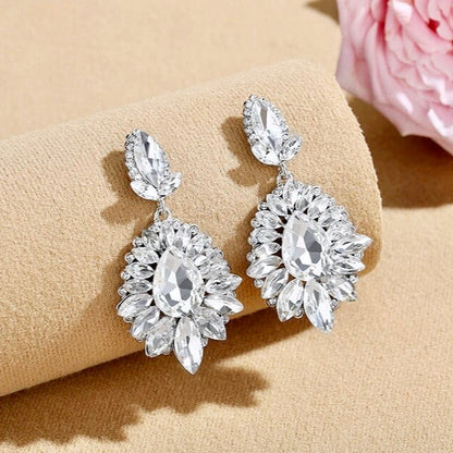 Alma - Rhinestone Bridal Earrings - Available in Silver and Gold
