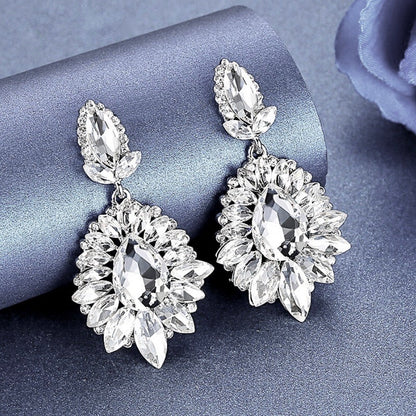 Alma - Rhinestone Bridal Earrings - Available in Silver and Gold