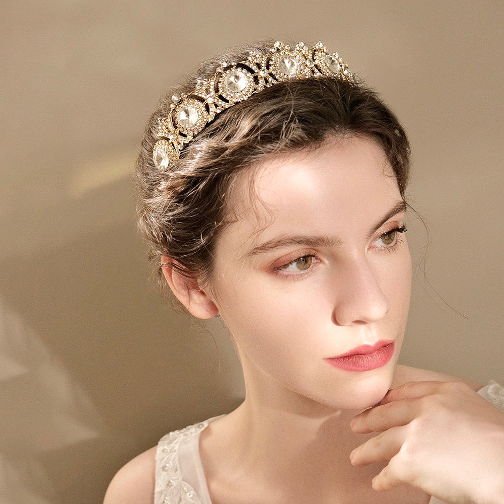 "Donatella" - Rhinestone Bridal Tiara - Available in Rose Gold and Silver