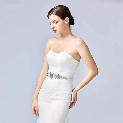 Lilian - Silver Crystal Bridal Belt/Sash