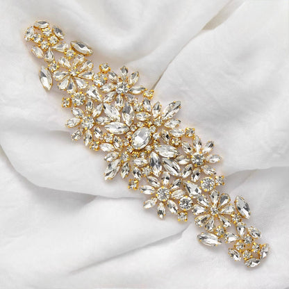 Gwen - Crystal Bridal Belt/Sash - Available in Yellow Gold, Rose Gold and Silver