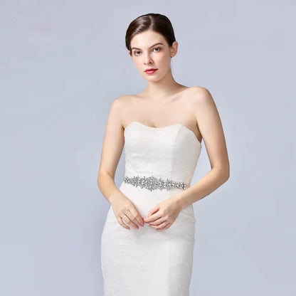Lilian - Silver Crystal Bridal Belt/Sash