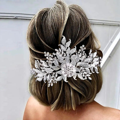 Berry - Silver Crystal Bridal Headdress and Earrings Set