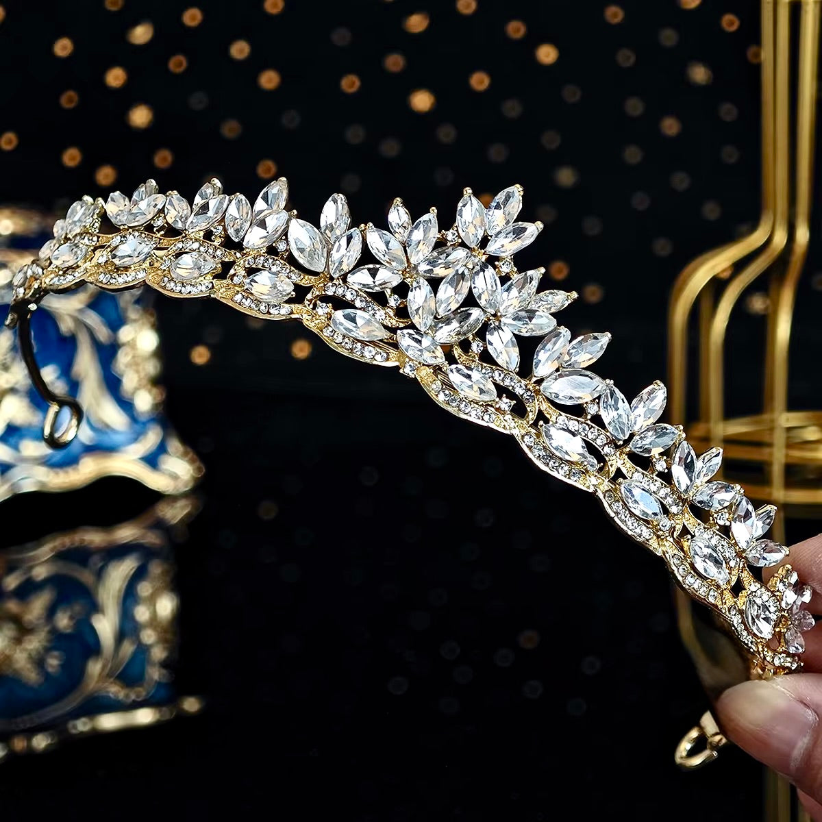 Rachel - Wedding Rhinestone Tiara - Available in Silver, Yellow Gold and Rose Gold