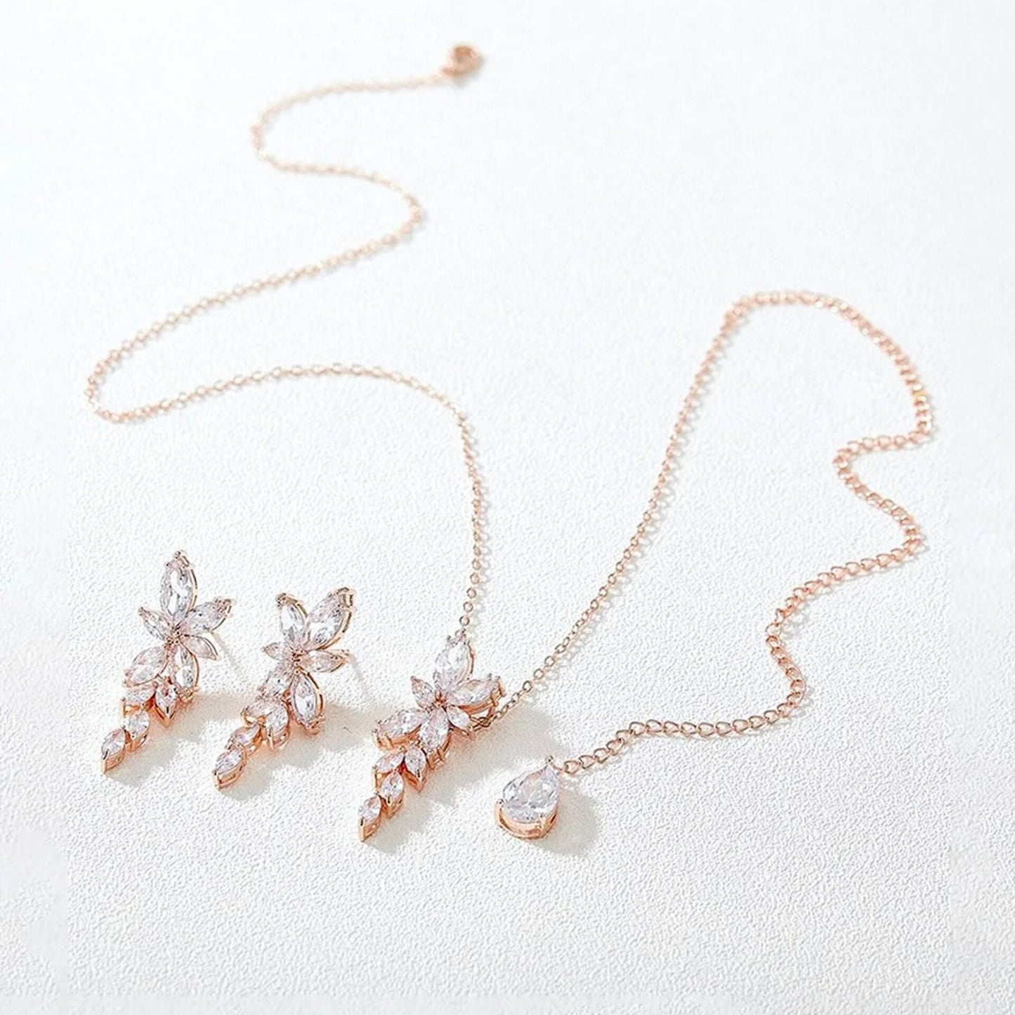 Vivienne - Cubic Zirconia Bridal Jewelry Set - Available in Silver, Rose Gold and Yellow Gold