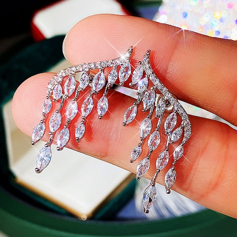 "Caroline" - Cubic Zirconia Bridal Earrings - Available in Silver, Rose Gold and Yellow Gold