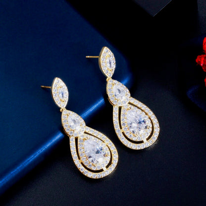 Sabine - Cubic Zirconia Bridal Earrings - Available in Silver, Rose Gold and Yellow Gold