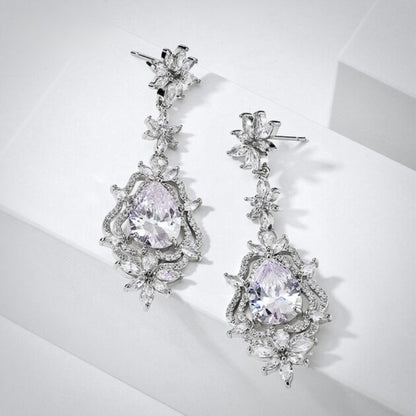 Abby - Cubic Zirconia Bridal Earrings - Available in Silver and Gold