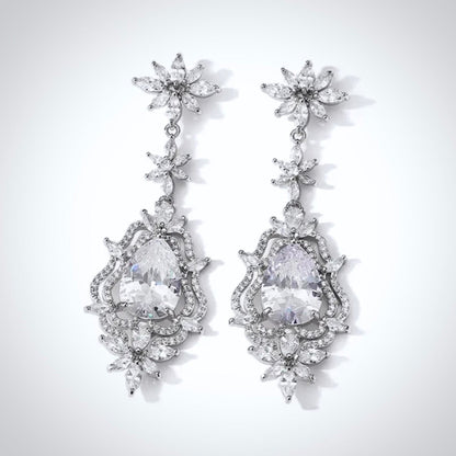 Abby - Cubic Zirconia Bridal Earrings - Available in Silver and Gold