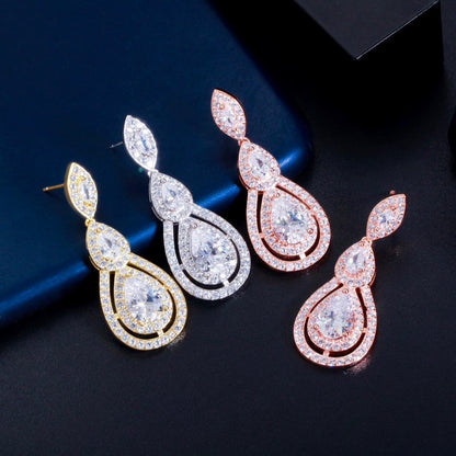 Sabine - Cubic Zirconia Bridal Earrings - Available in Silver, Rose Gold and Yellow Gold