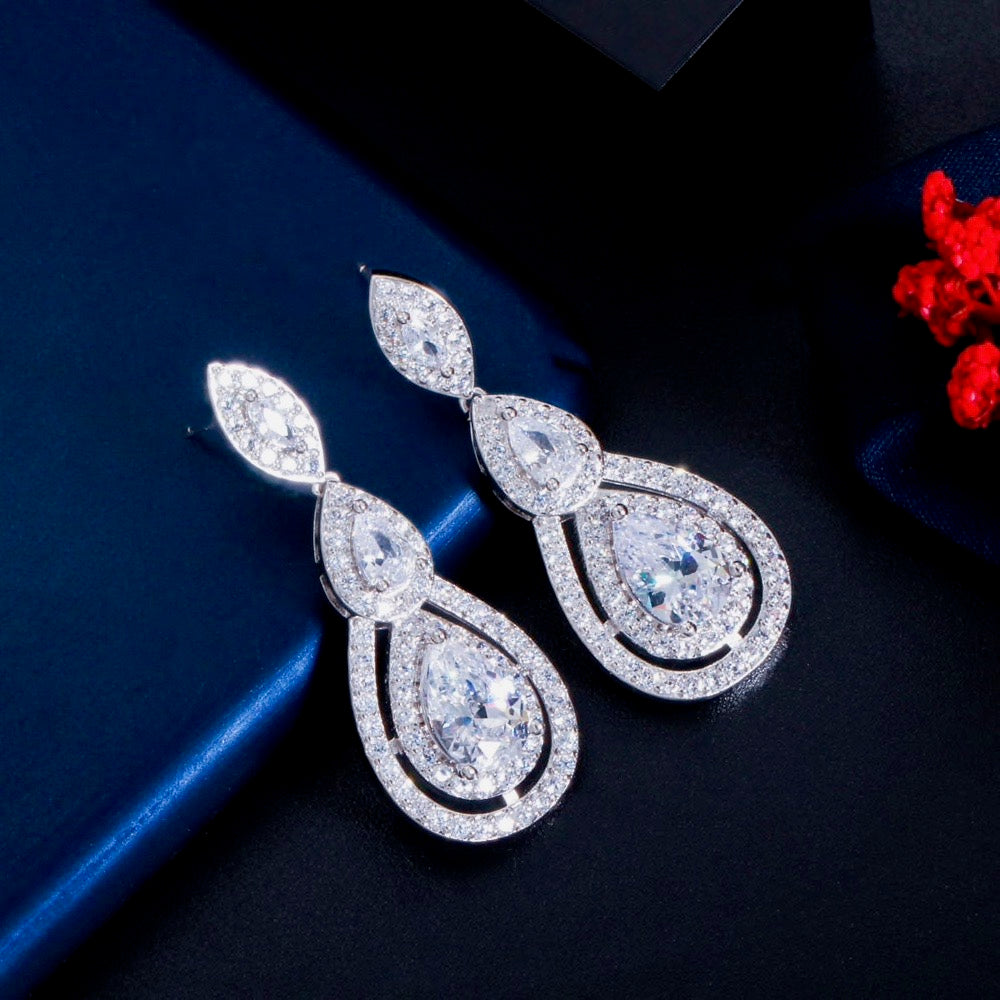Sabine - Cubic Zirconia Bridal Earrings - Available in Silver, Rose Gold and Yellow Gold