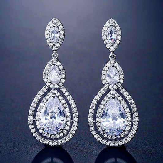 Sabine - Cubic Zirconia Bridal Earrings - Available in Silver, Rose Gold and Yellow Gold