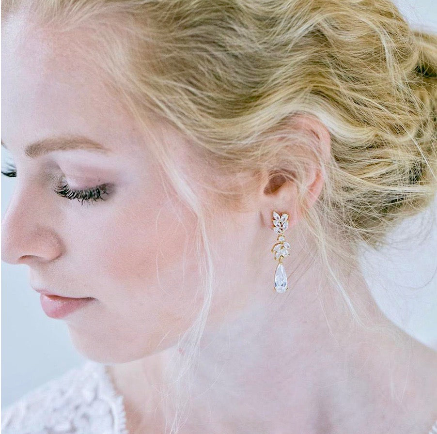 Gemma - Cubic Zirconia Bridal Earrings - Available in Rose Gold, Silver and Yellow Gold