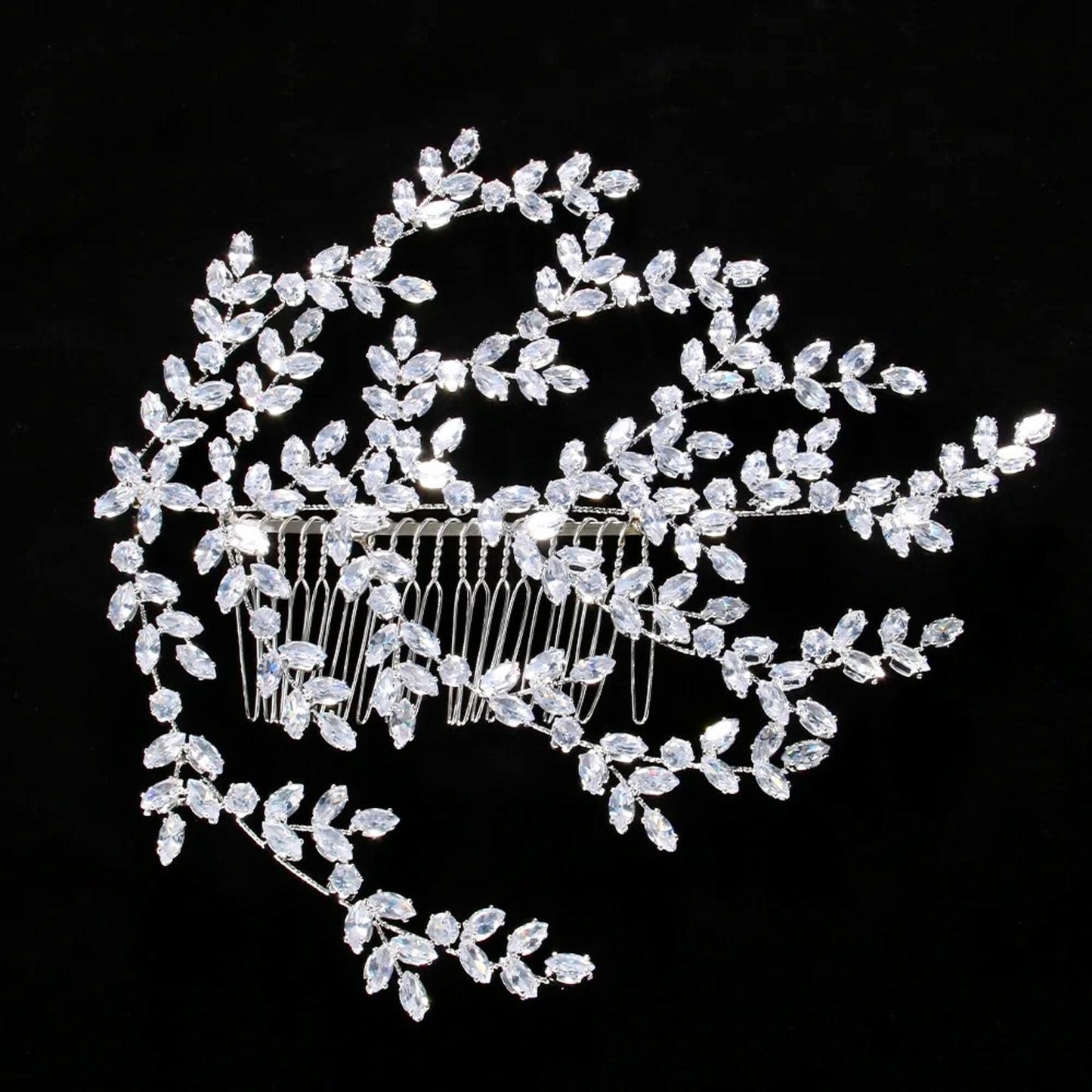 Lilou - Cubic Zirconia Bridal Hair Comb - Available in Silver and Yellow Gold