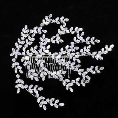 Lilou - Cubic Zirconia Bridal Hair Comb - Available in Silver and Yellow Gold