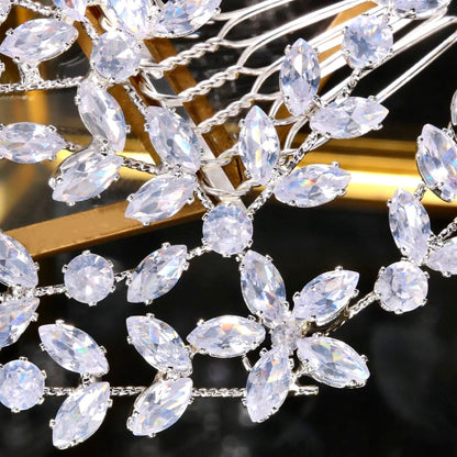 Lilou - Cubic Zirconia Bridal Hair Comb - Available in Silver and Yellow Gold