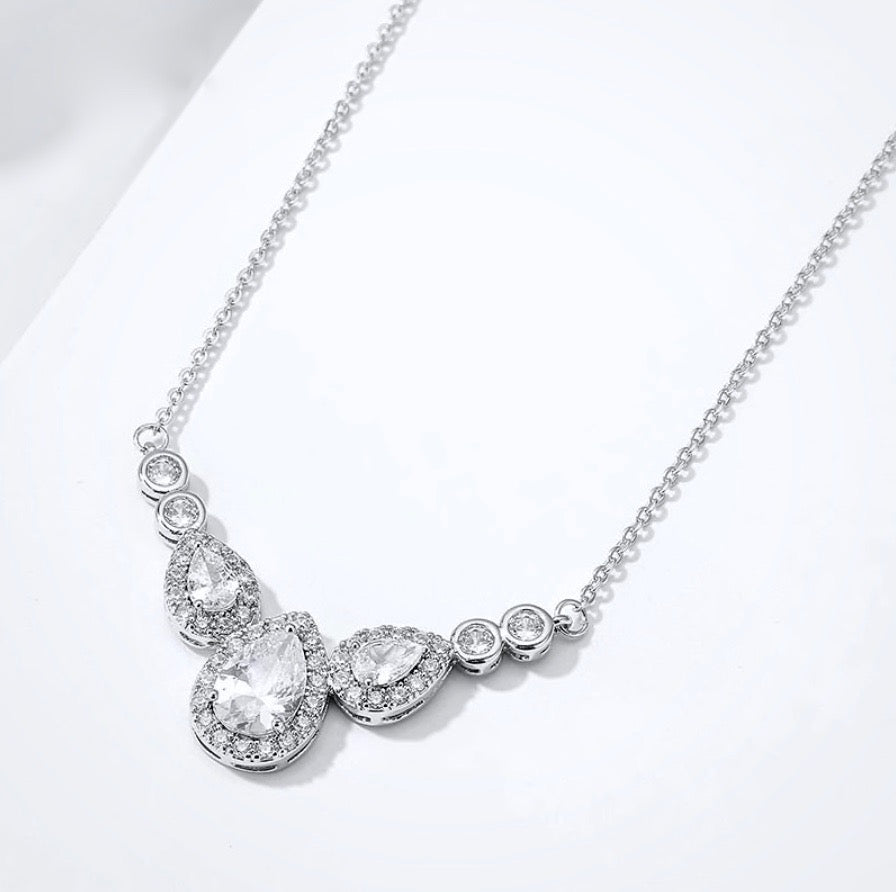 Lyric - Cubic Zirconia Bridal Necklace - Available in Silver and Rose Gold
