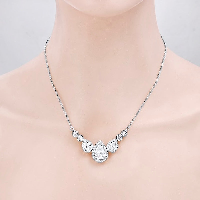 Lyric - Cubic Zirconia Bridal Necklace - Available in Silver and Rose Gold