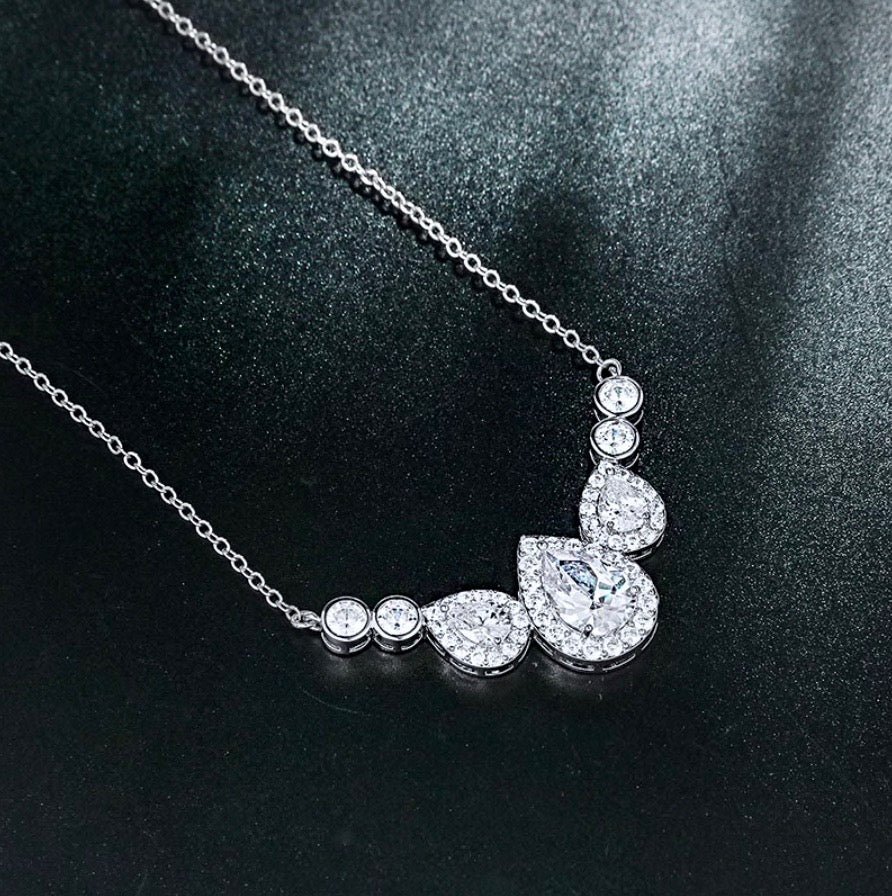 Lyric - Cubic Zirconia Bridal Necklace - Available in Silver and Rose Gold