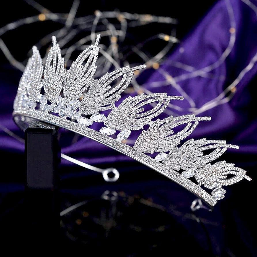 Elaine -  Cubic Zirconia Wedding Tiara - Available in Silver and Gold