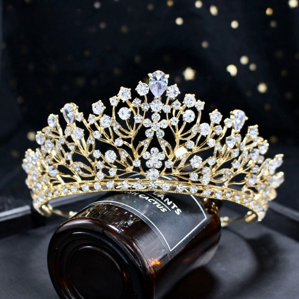 Ananda - Cubic Zirconia Bridal Tiara - Available in Silver, Yellow Gold and Rose Gold