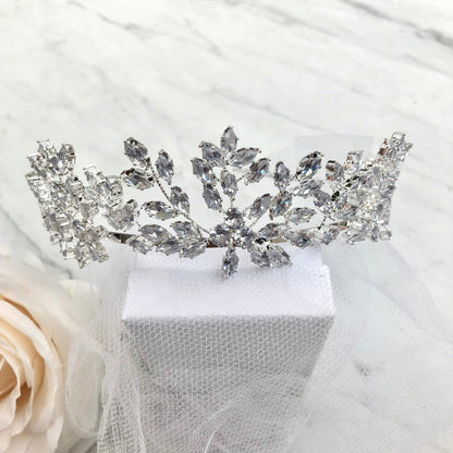 "Loralee" -  Cubic Zirconia Wedding Tiara - Available in Silver and Gold