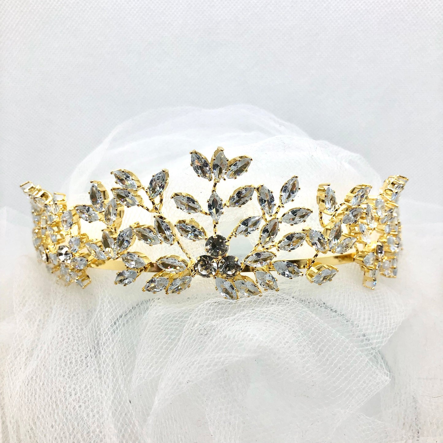 "Loralee" -  Cubic Zirconia Wedding Tiara - Available in Silver and Gold