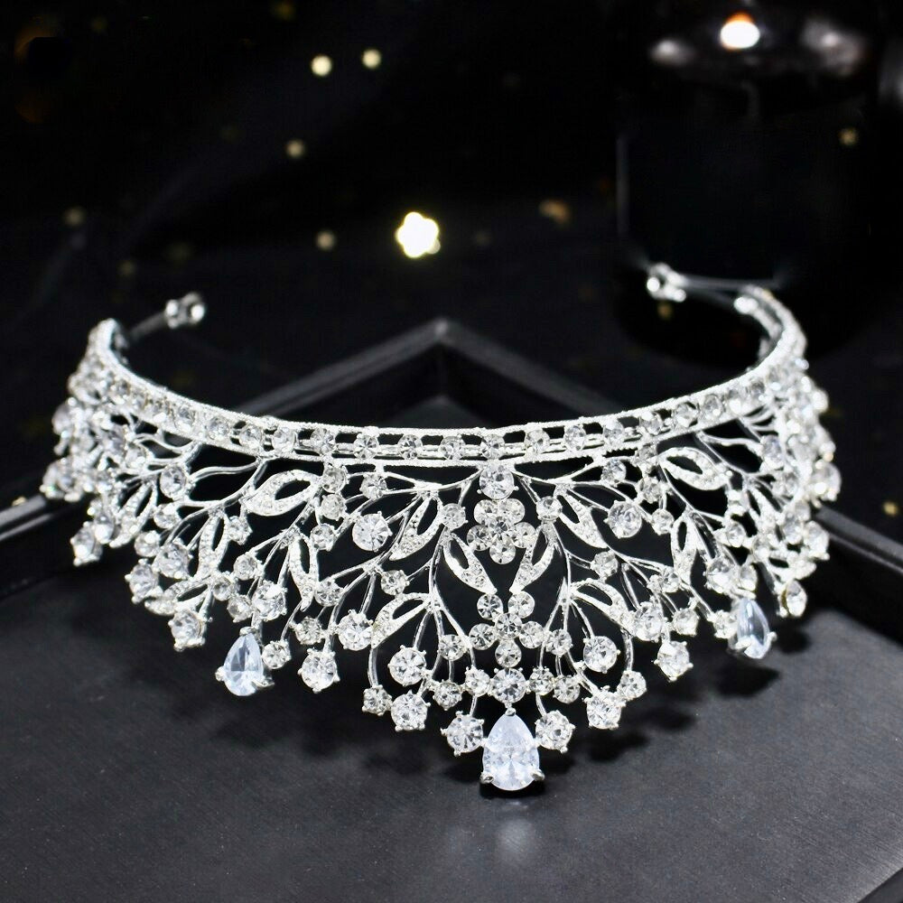 Ananda - Cubic Zirconia Bridal Tiara - Available in Silver, Yellow Gold and Rose Gold