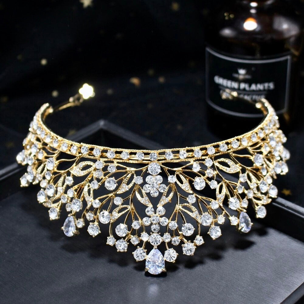 Ananda - Cubic Zirconia Bridal Tiara - Available in Silver, Yellow Gold and Rose Gold