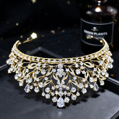 Ananda - Cubic Zirconia Bridal Tiara - Available in Silver, Yellow Gold and Rose Gold