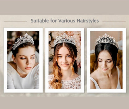 Ananda - Cubic Zirconia Bridal Tiara - Available in Silver, Yellow Gold and Rose Gold