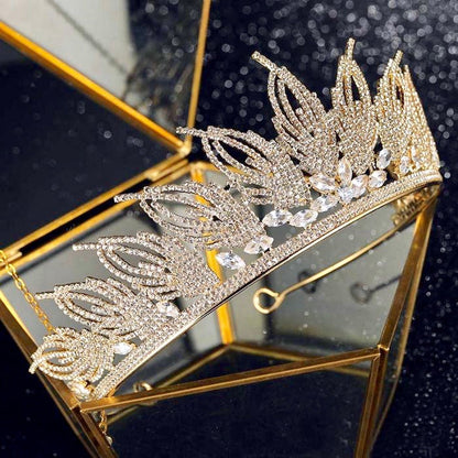 Elaine -  Cubic Zirconia Wedding Tiara - Available in Silver and Gold