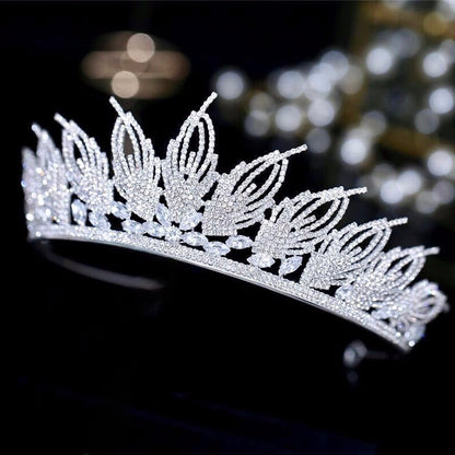 Elaine -  Cubic Zirconia Wedding Tiara - Available in Silver and Gold