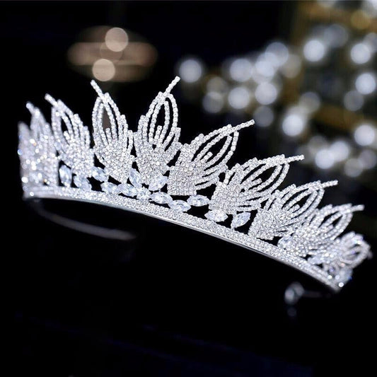 Elaine -  Cubic Zirconia Wedding Tiara - Available in Silver and Gold