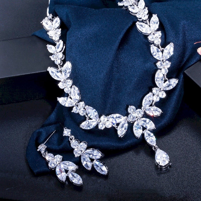 Rebecca - Cubic Zirconia Bridal Jewelry Set - Available in Silver, Yellow Gold and Rose Gold
