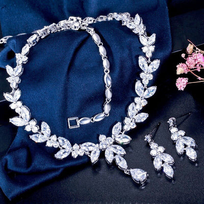 Rebecca - Cubic Zirconia Bridal Jewelry Set - Available in Silver, Yellow Gold and Rose Gold