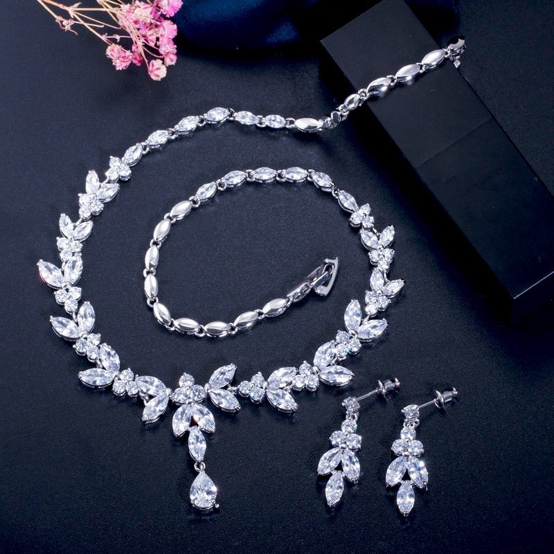 Rebecca - Cubic Zirconia Bridal Jewelry Set - Available in Silver, Yellow Gold and Rose Gold