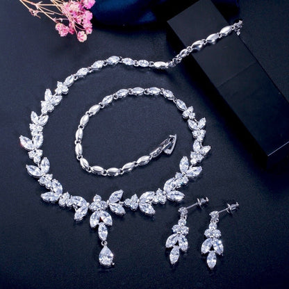 Rebecca - Cubic Zirconia Bridal Jewelry Set - Available in Silver, Yellow Gold and Rose Gold
