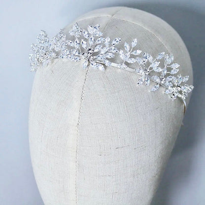 "Loralee" -  Cubic Zirconia Wedding Tiara - Available in Silver and Gold