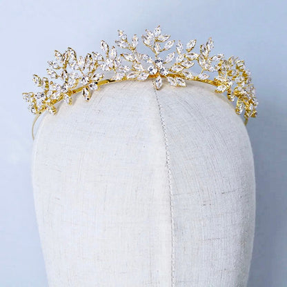"Loralee" -  Cubic Zirconia Wedding Tiara - Available in Silver and Gold