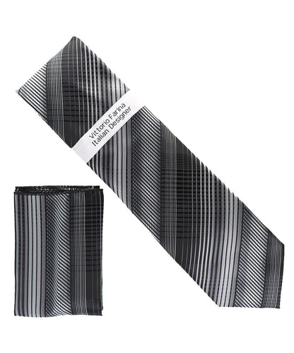 Vittorio Farina Men's Geometric Design Necktie & Pocket Square