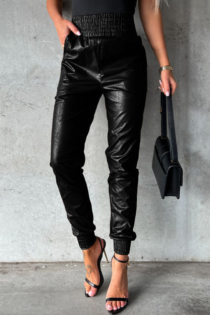 Leather Skinny Tapered Pants -clearance