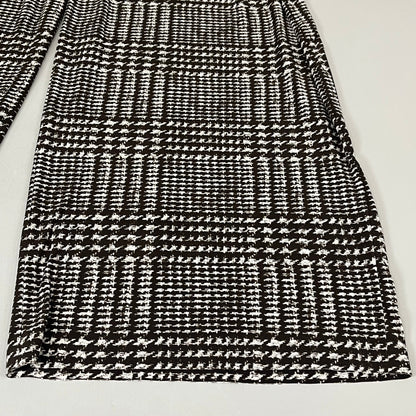 NORMA KAMALI High Waist Pleat Pant Women's Sz L/36 Chocolate Glenn Plaid Tweed