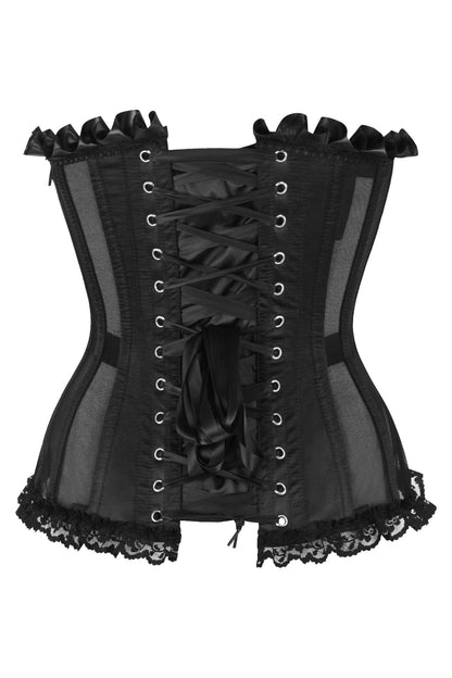 Top Drawer Steel Boned Black Mesh Underwire Bustier Corset