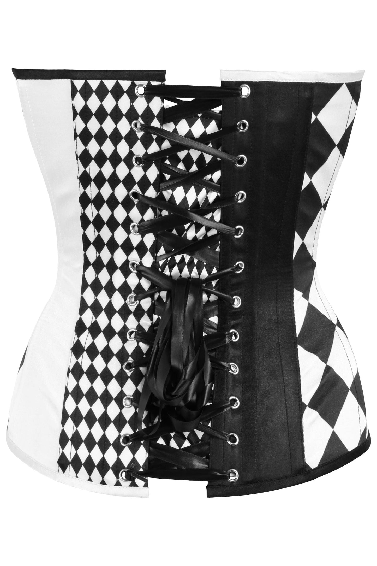 Top Drawer Black/White Print Steel Boned Corset