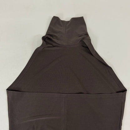 NORMA KAMALI Halter Turtle Fishtail Gown 4-Way Stretch Womens Sz S/36 Chocolate