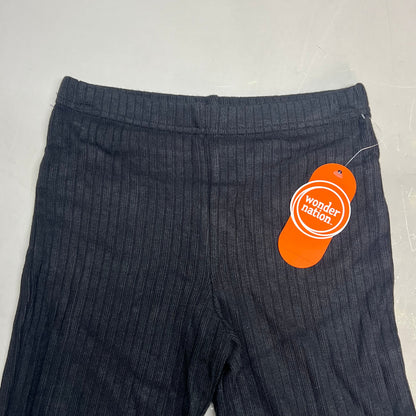 ZA@ WONDER NATION Twin Rib Bottoms Flare Pants Women's Sz S (6-6X) Black Soot